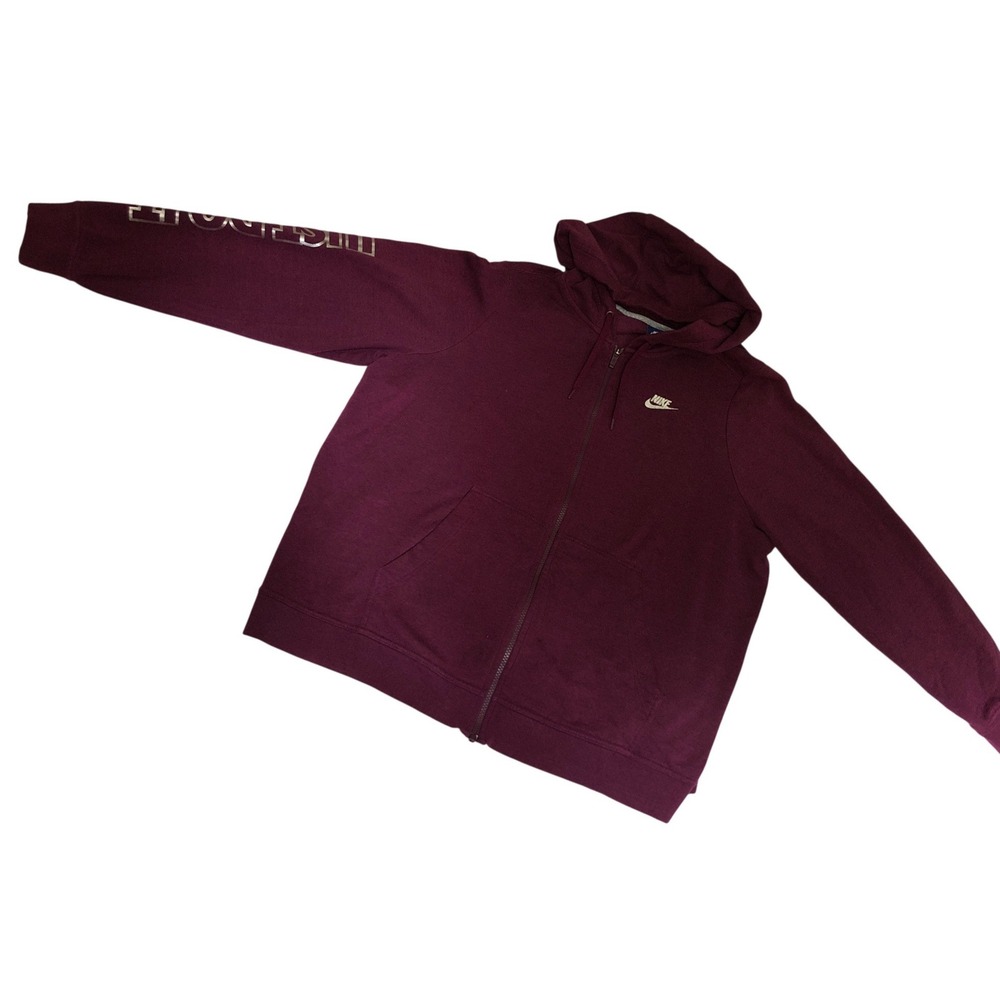 Nike Mens Just Do It Full Zip Hoodie Burgundy Purple Plum 2X Fleece Jacket